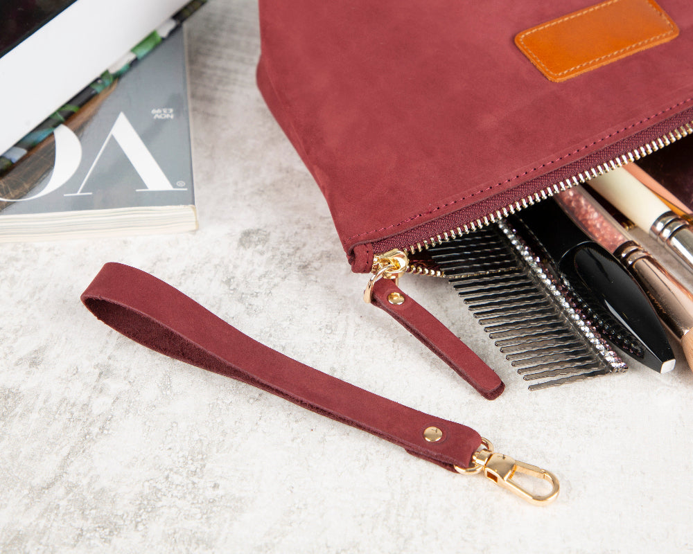 Luna Leather Makeup Bag – Genuine Leather Toiletry & Dopp Kit for Men & Women for Travel Elegance | Minimal & Handcrafted
