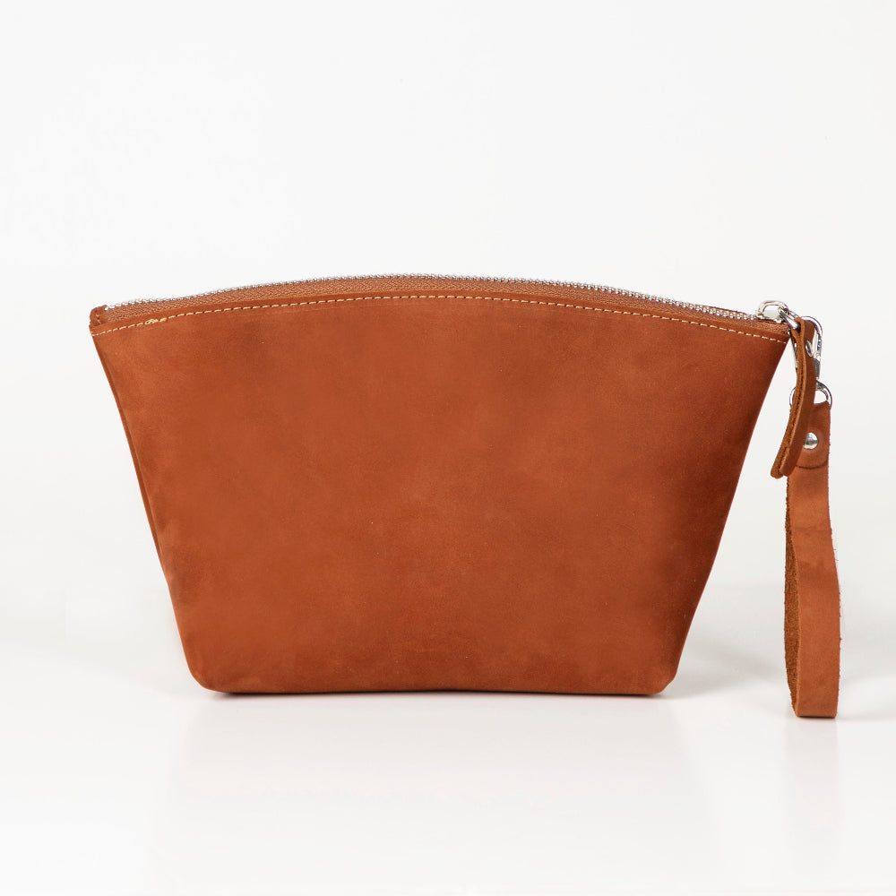 Luna Leather Makeup Bag – Genuine Leather Toiletry & Dopp Kit for Men & Women for Travel Elegance | Minimal & Handcrafted
