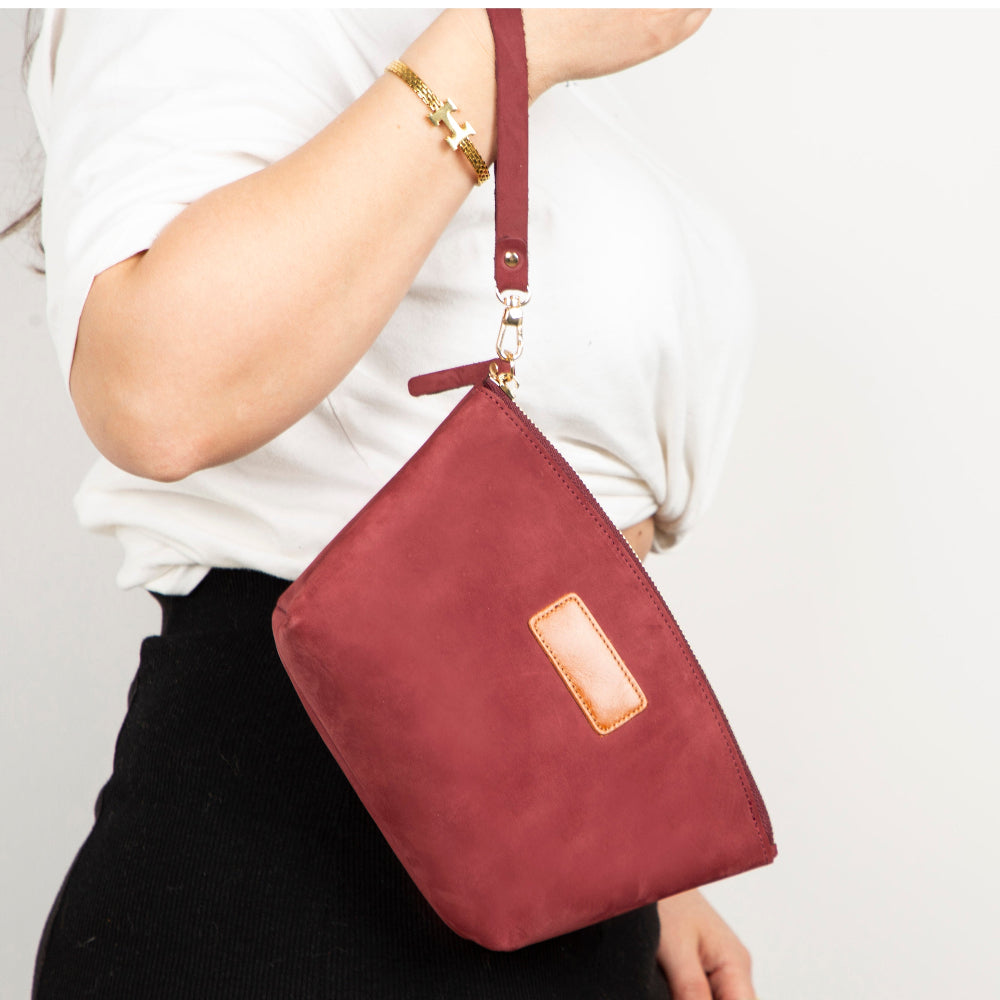 Luna Leather Makeup Bag – Genuine Leather Toiletry & Dopp Kit for Men & Women for Travel Elegance | Minimal & Handcrafted