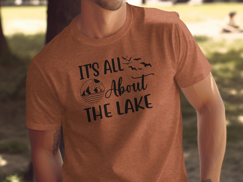 It's All About The Lake Mountain and Birds Graphic T-Shirt