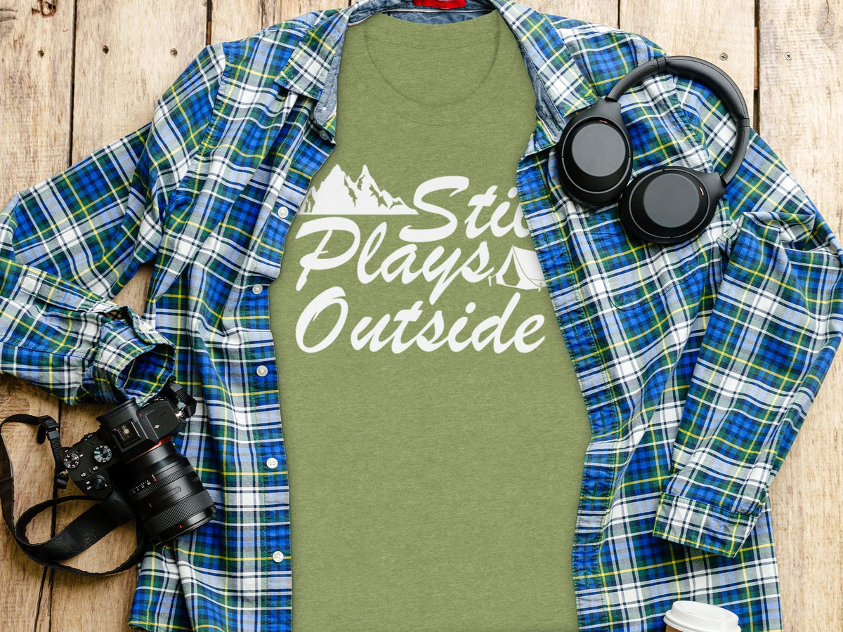 Still Plays Outside With Mountain Tent Graphic T-Shirt