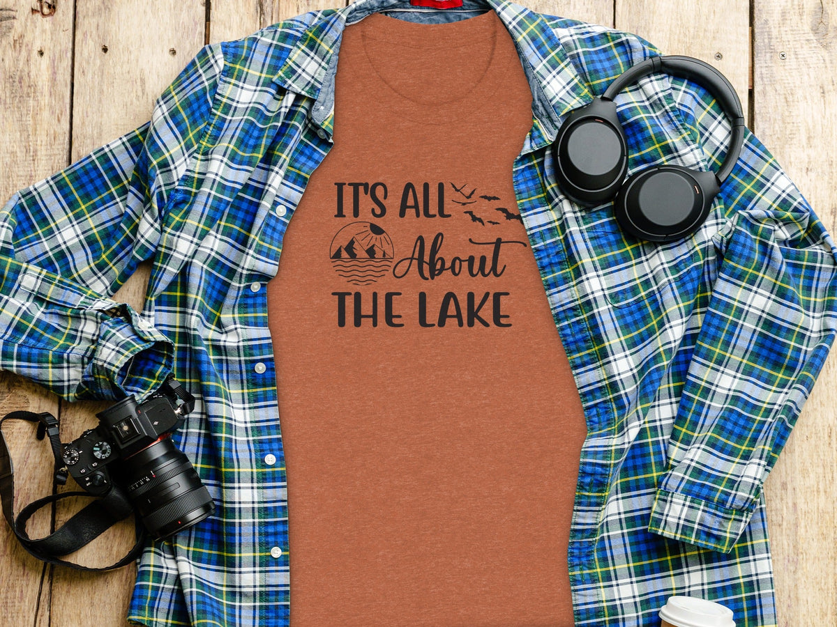 It's All About The Lake Mountain and Birds Graphic T-Shirt