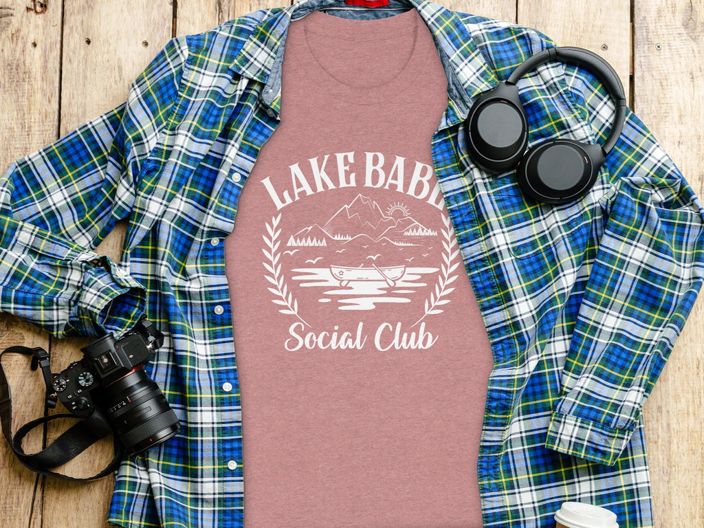 Lake Babe Social Club Mountains and Boat Graphic T-Shirt