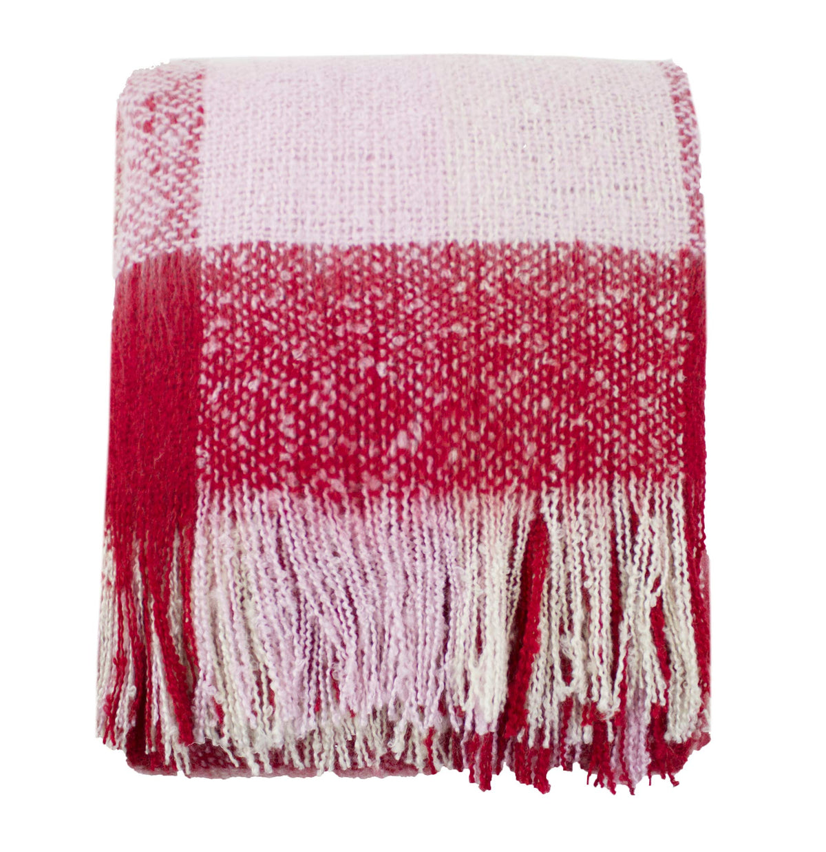 Fennco Styles Cozy Faux Mohair Plaid Fringed Soft Warm Throw Blanket, 50" x 60"
