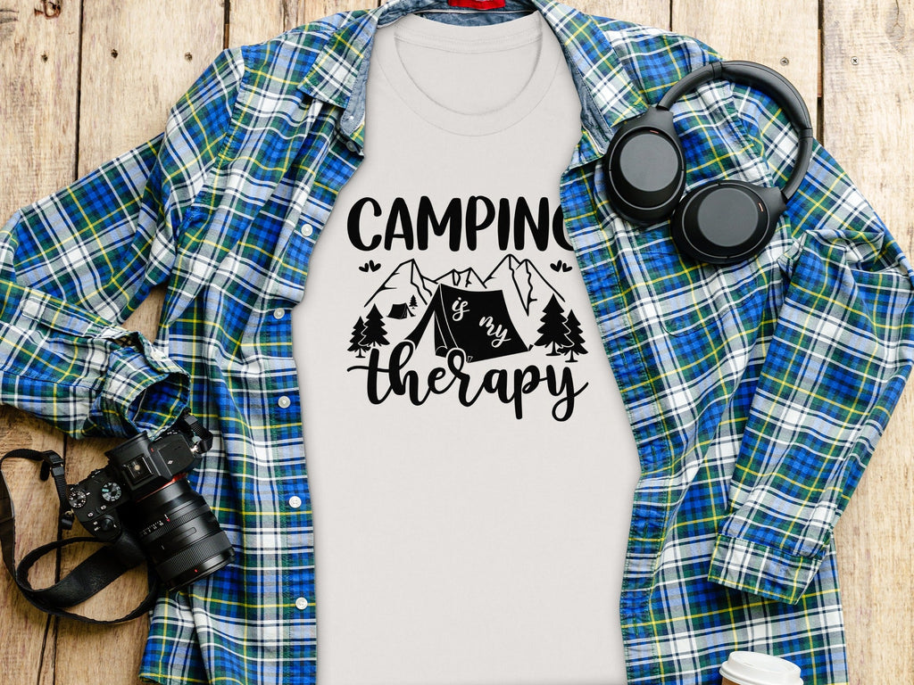 Camping Is My Therapy Mountain Design Graphic T-Shirt