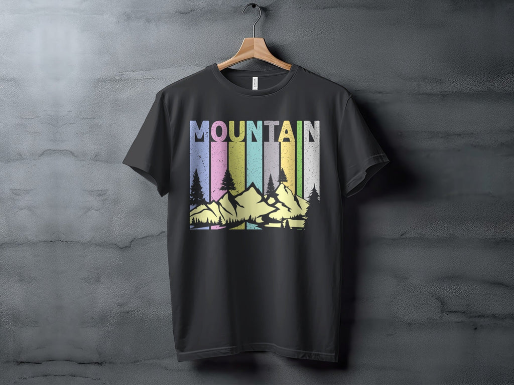 Colorful Mountain Scenery Graphic T-Shirt Long Sleeve T-Shirt