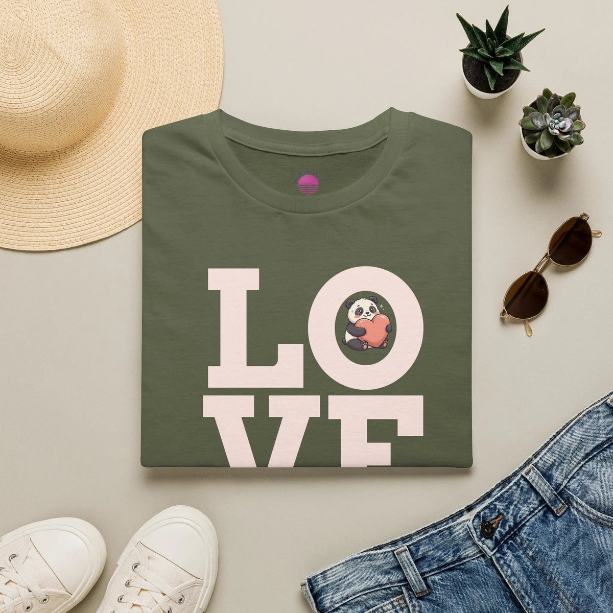 Love Panda T-Shirt — Cute Panda Holding Heart Graphic Tee