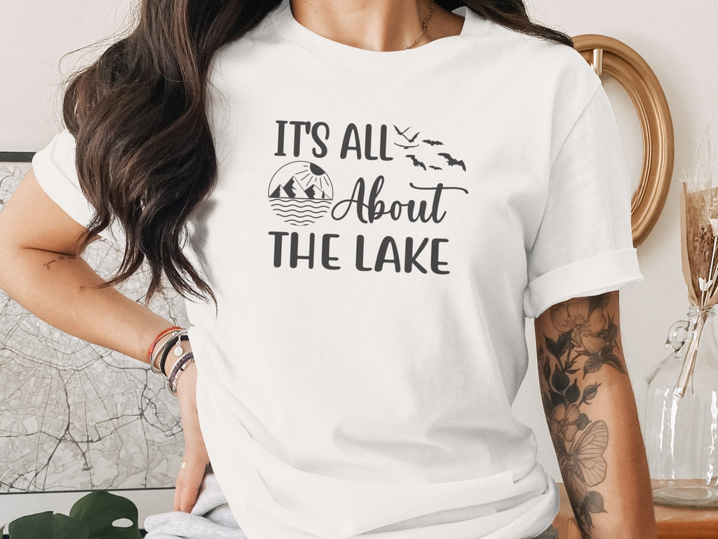 It's All About The Lake Mountain and Birds Graphic T-Shirt