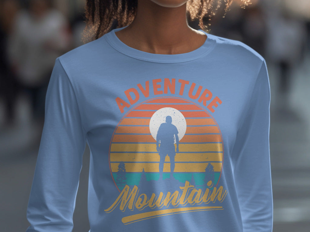 Adventure Above Mountain Sunset Graphic T-Shirt Long Sleeve T-Shirt