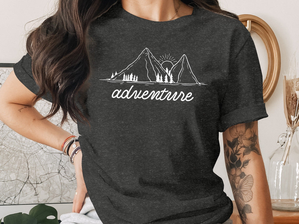 Adventure Awaits Mountains Graphic Tee Nature Lovers T-Shirt