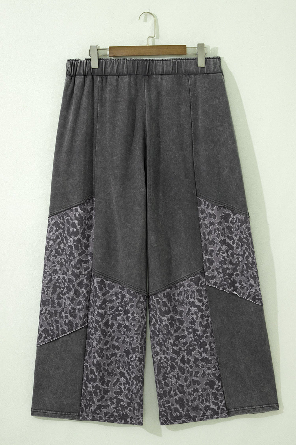 Plus Size Leopard Patchwork Wide Leg Pants