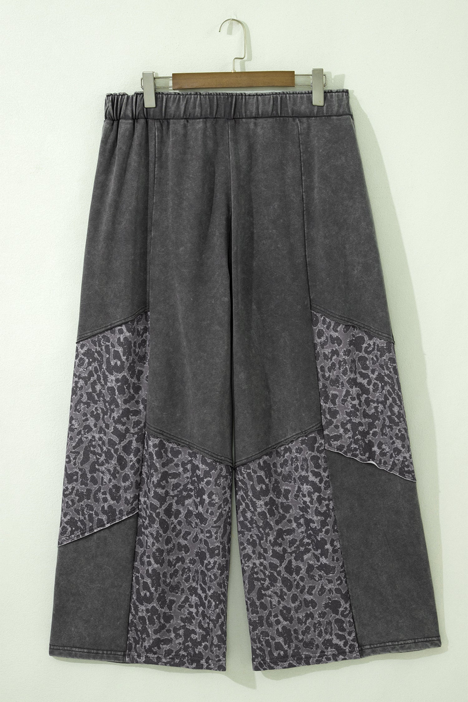 Plus Size Leopard Patchwork Wide Leg Pants