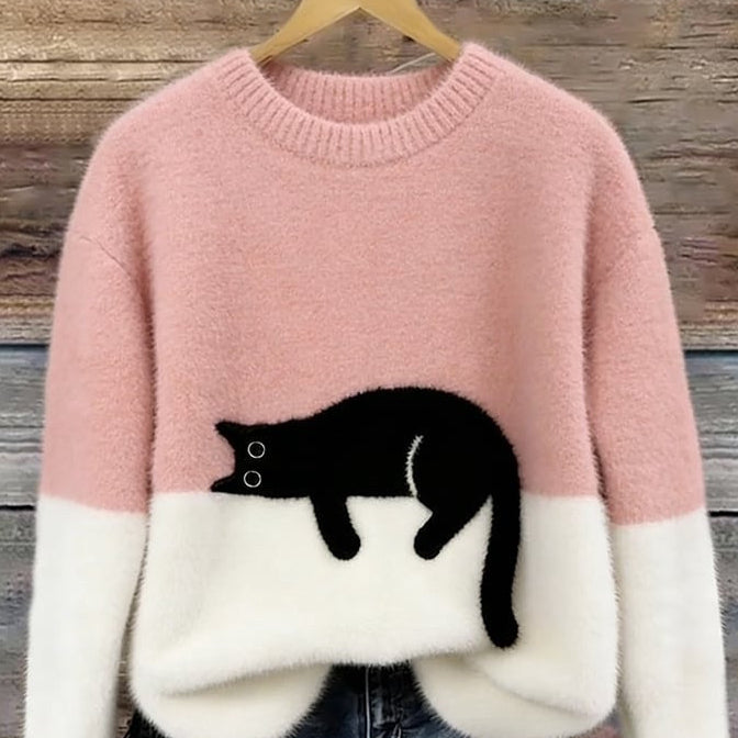 Womens Christmas Pullover Fleece Long-Sleeve Sweater