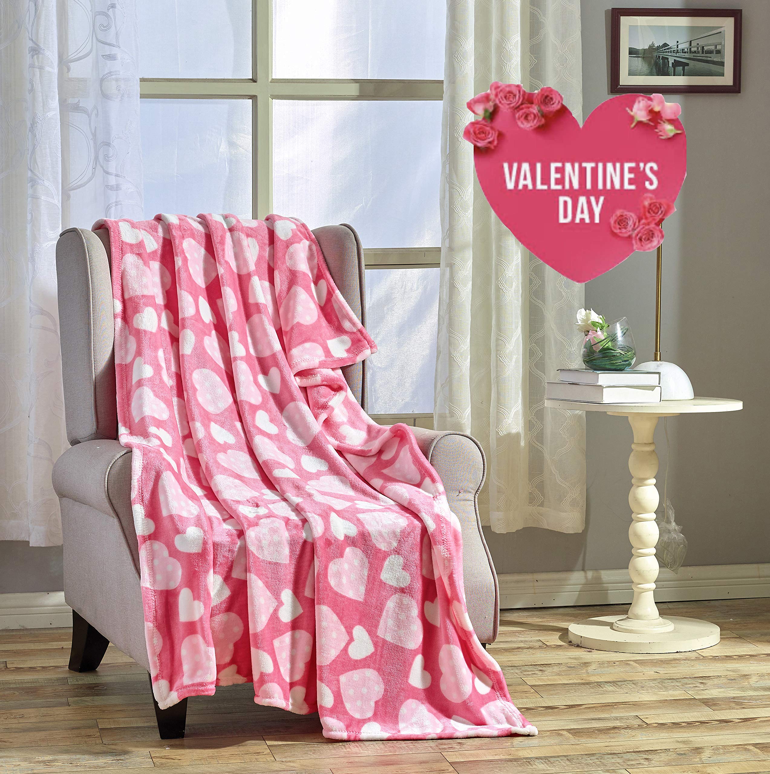 FAITH, HOPE, LOVE HOME DÉCOR Heart Throw Blanket – Ultra Soft Microplush 50"x60" | Cozy Love Theme Gift for Couch, Bed, Travel | Washable