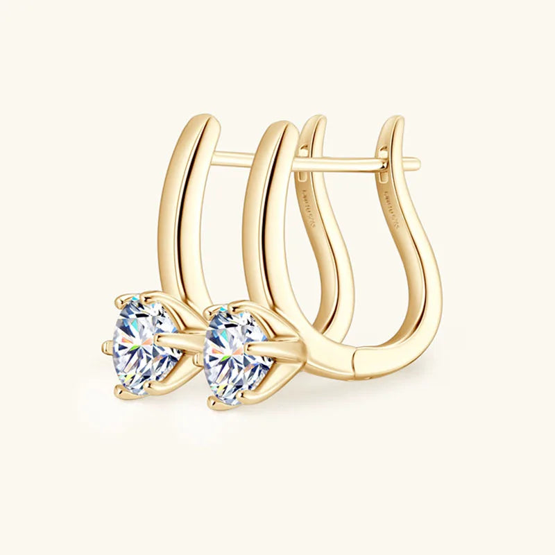 925 Sterling Silver Moissanite Hoop Earrings Retro Simple Light Luxury