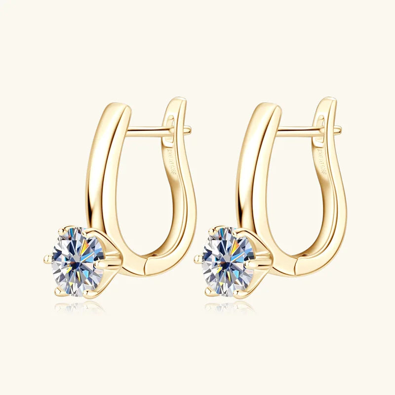 925 Sterling Silver Moissanite Hoop Earrings Retro Simple Light Luxury