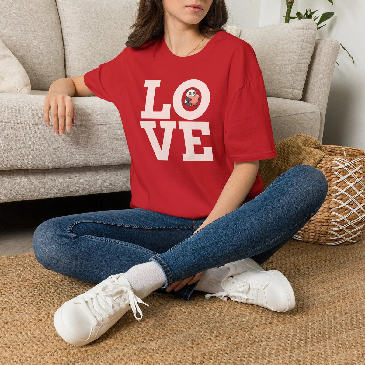 Love Panda T-Shirt — Cute Panda Holding Heart Graphic Tee