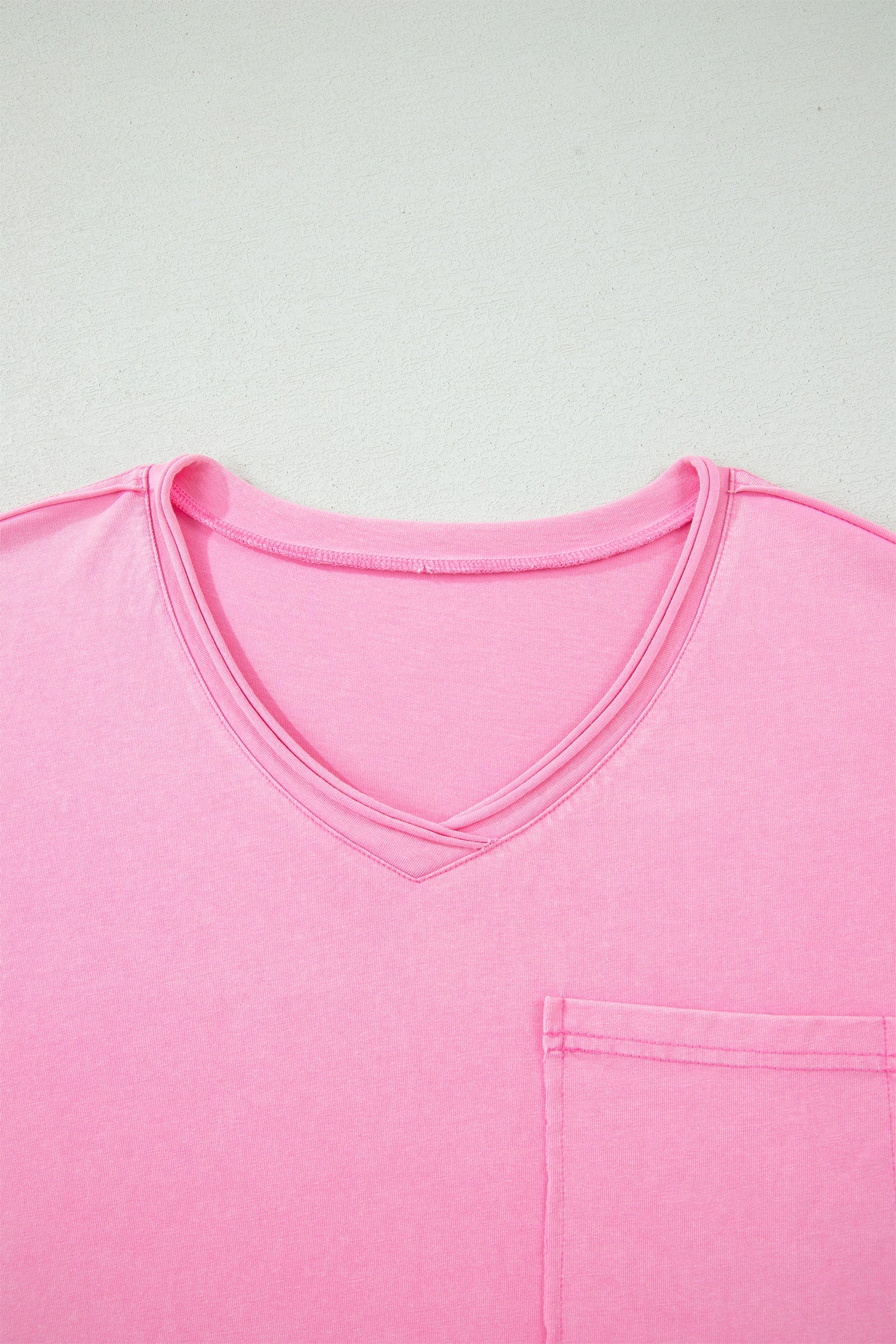 Plus Size Mineral Wash Raw Edge V-Neck Tee