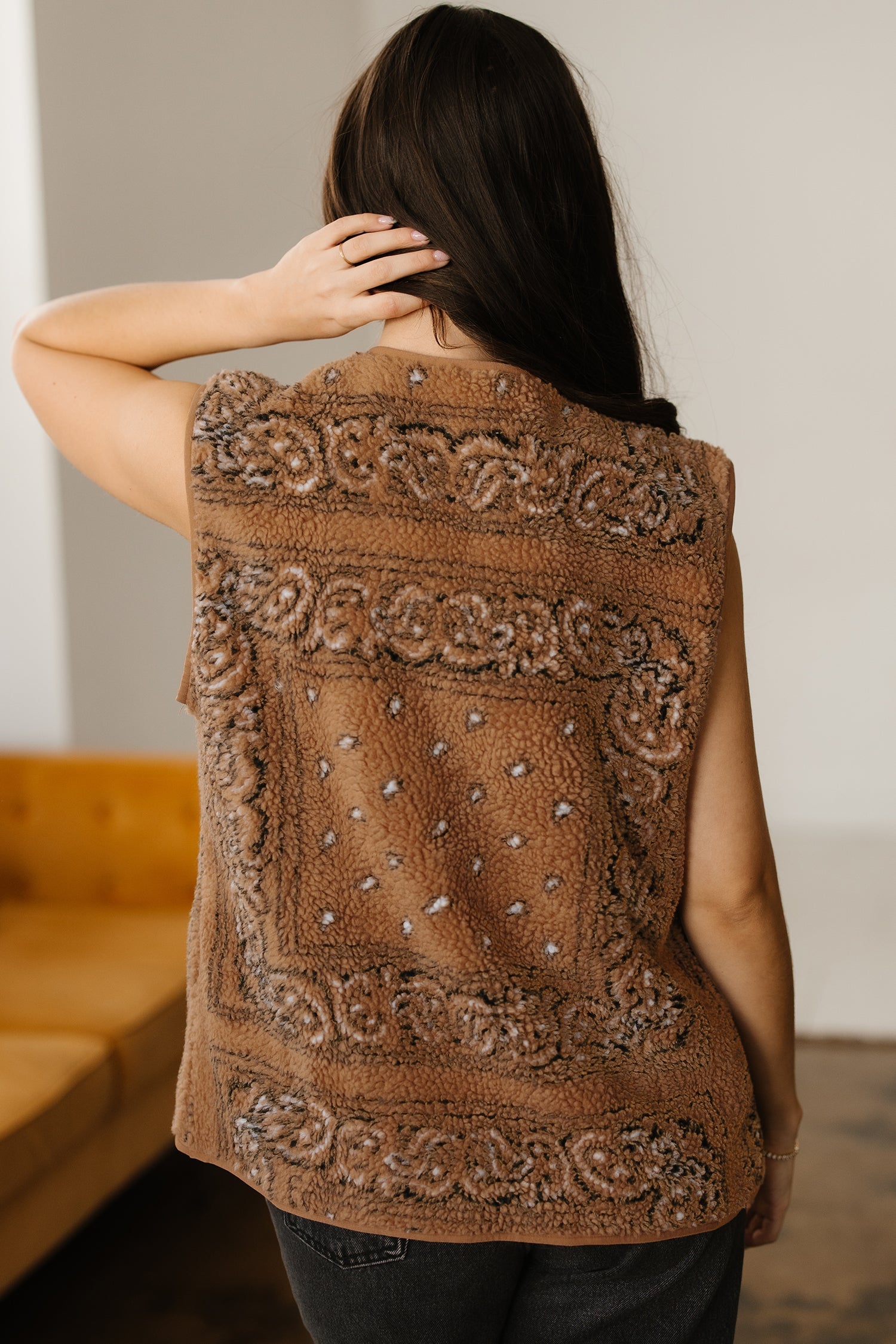 Western Paisley Sherpa Pocketed Vest