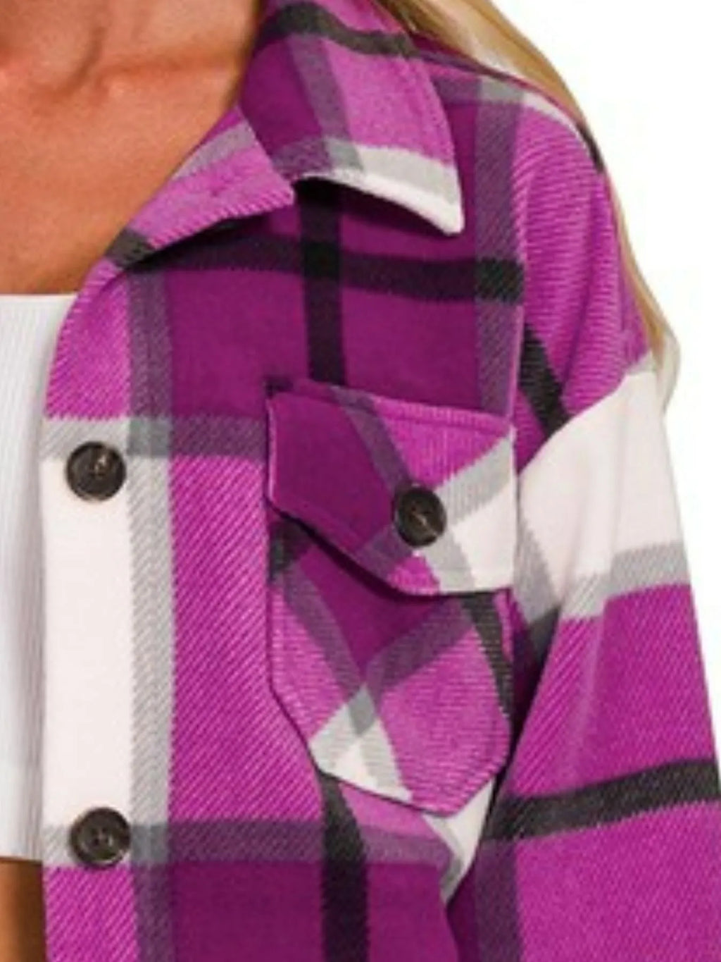 Oversized Plaid Fleece Shacket