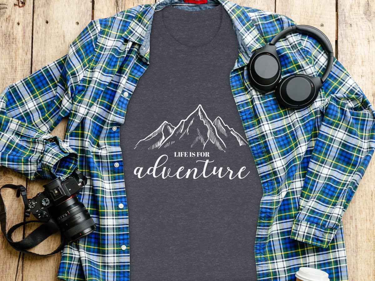 Life Is For Adventure Mountains Graphic Illustration T-Shirt