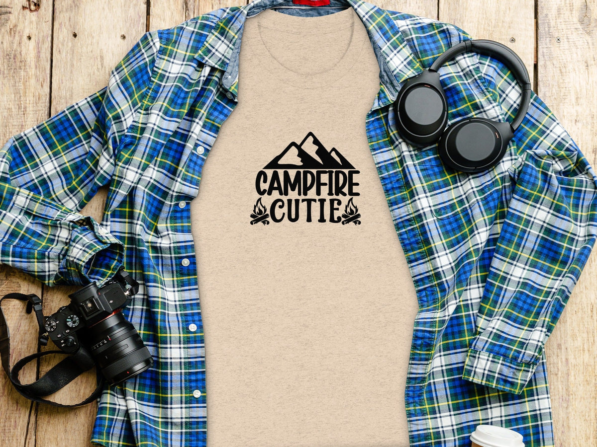 Campfire Cutie With Mountain Silhouette Graphic T-Shirt