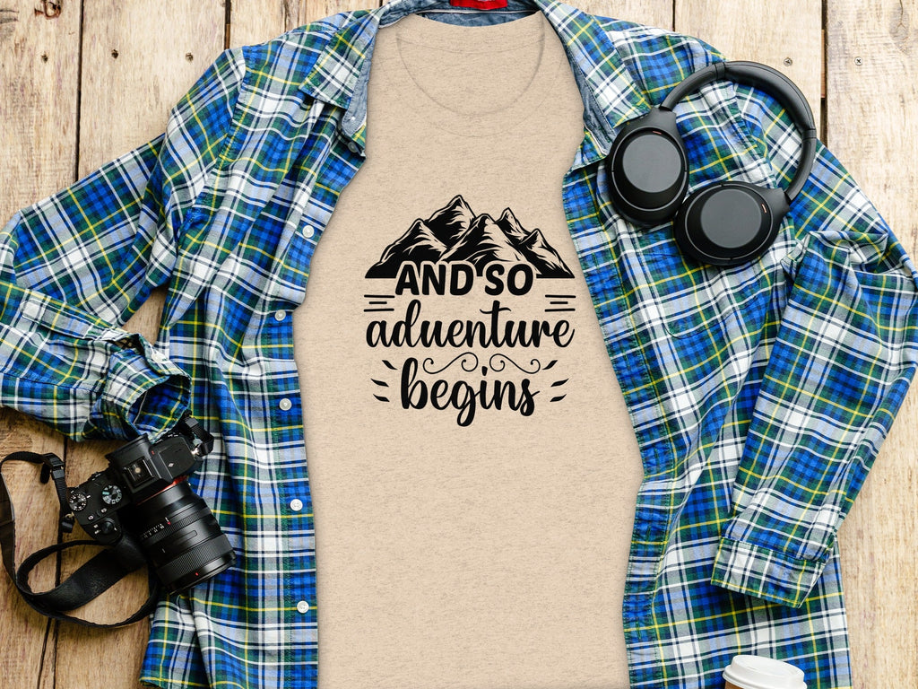 And So Adventure Begins Mountain Theme Graphic T-Shirt