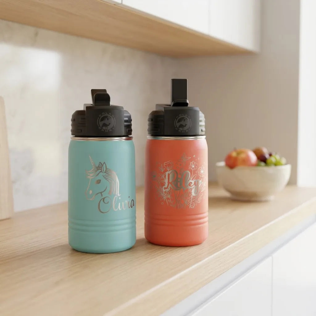 Personalized Kids Water Bottle with Straw