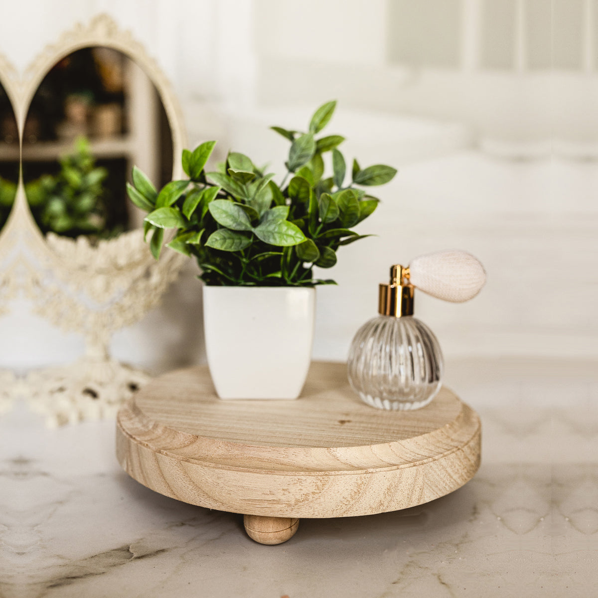 Rustic Handmade Wooden Stand Tray - Display Base, Candle And Soap Holder