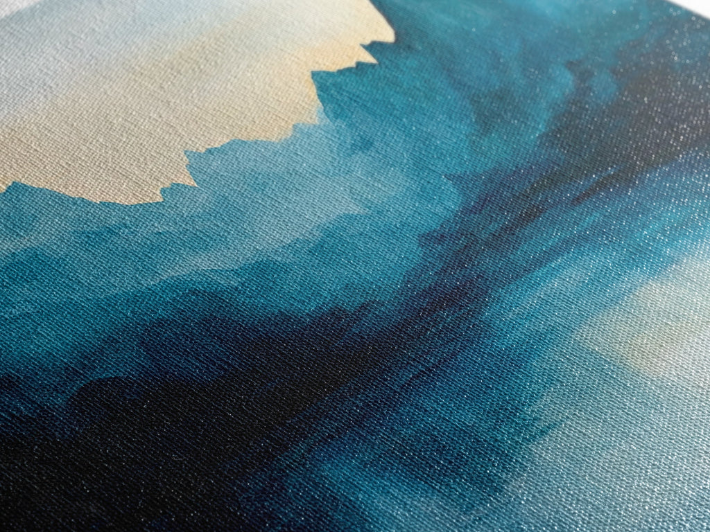 Moody Mountains, Blue Landscape, Panoramic Art, Canvas Print, Smoky Mountain Art, Extra Wide Art, Minimalist Art, Above Sofa Art