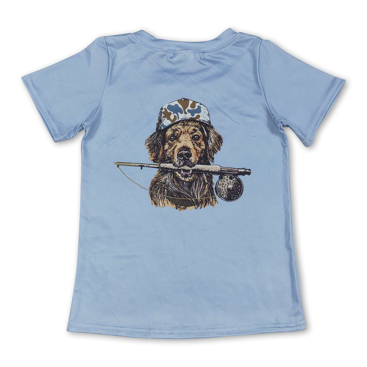 Short sleeves light blue camo dog kids boys shirts