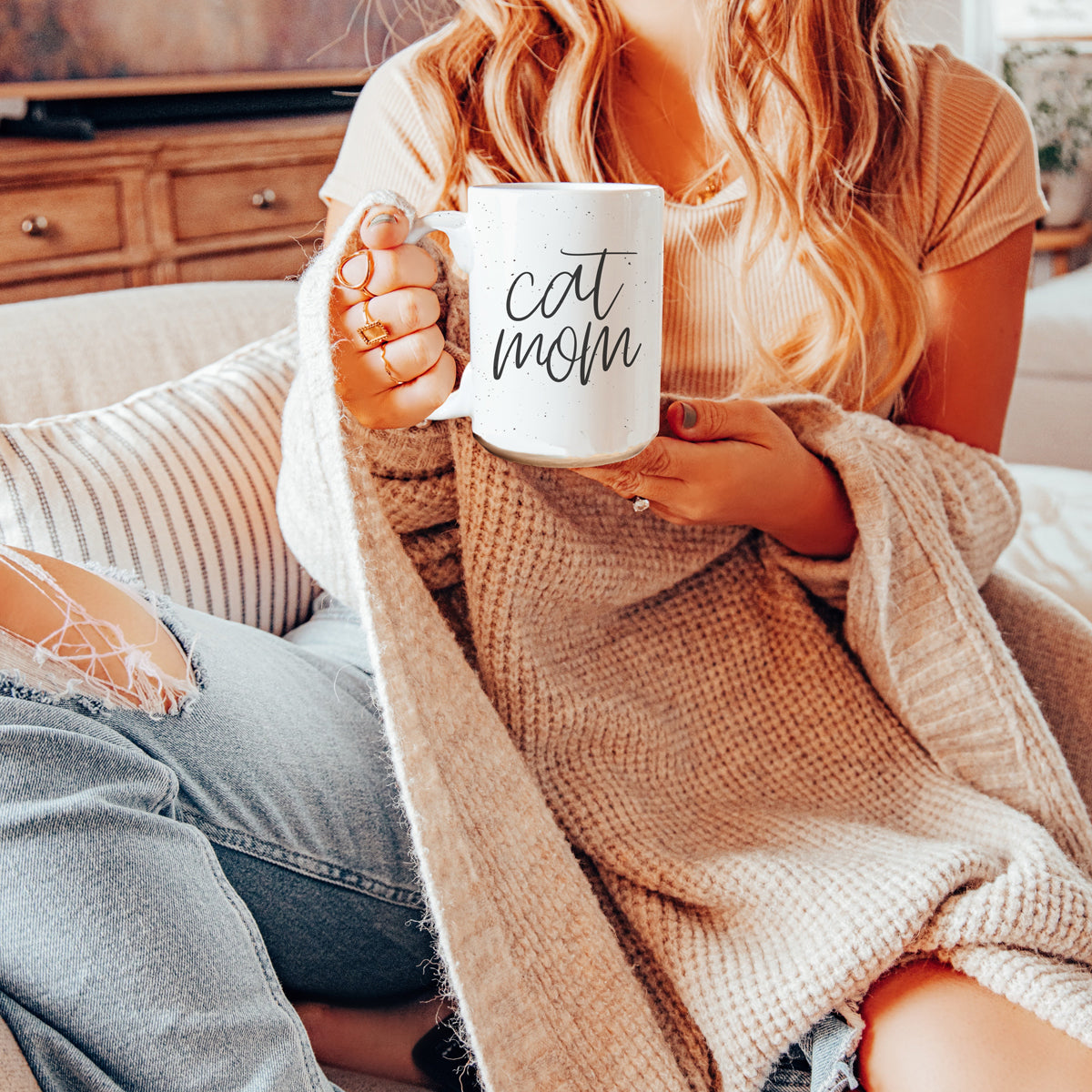 Cat Mom Mug 16oz Ceramic Coffee Cup Funny Cat Lover Gift Dishwasher Safe