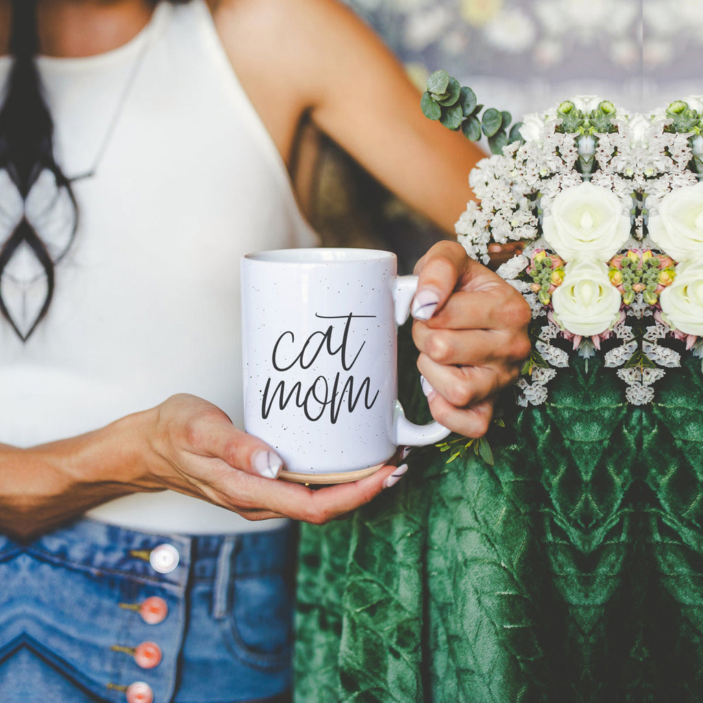 Cat Mom Mug 16oz Ceramic Coffee Cup Funny Cat Lover Gift Dishwasher Safe