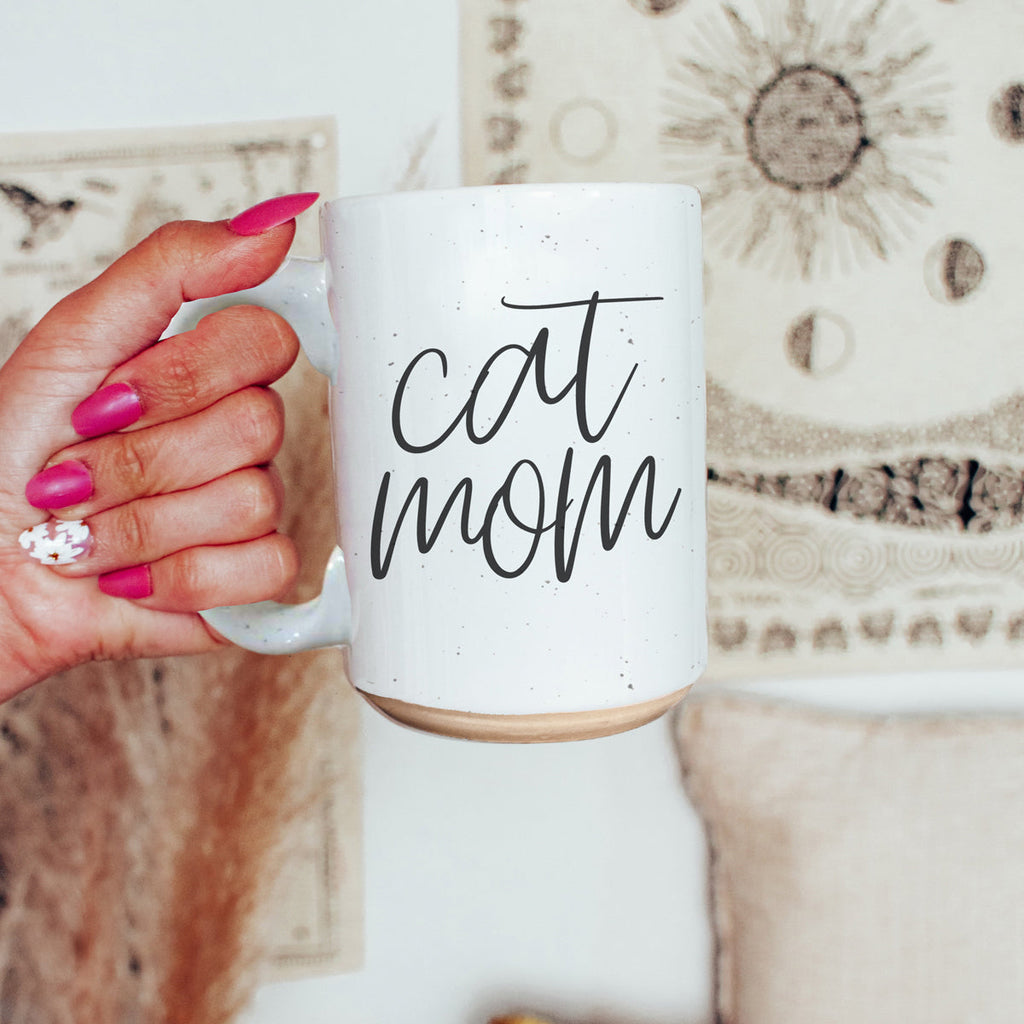 Cat Mom Mug 16oz Ceramic Coffee Cup Funny Cat Lover Gift Dishwasher Safe