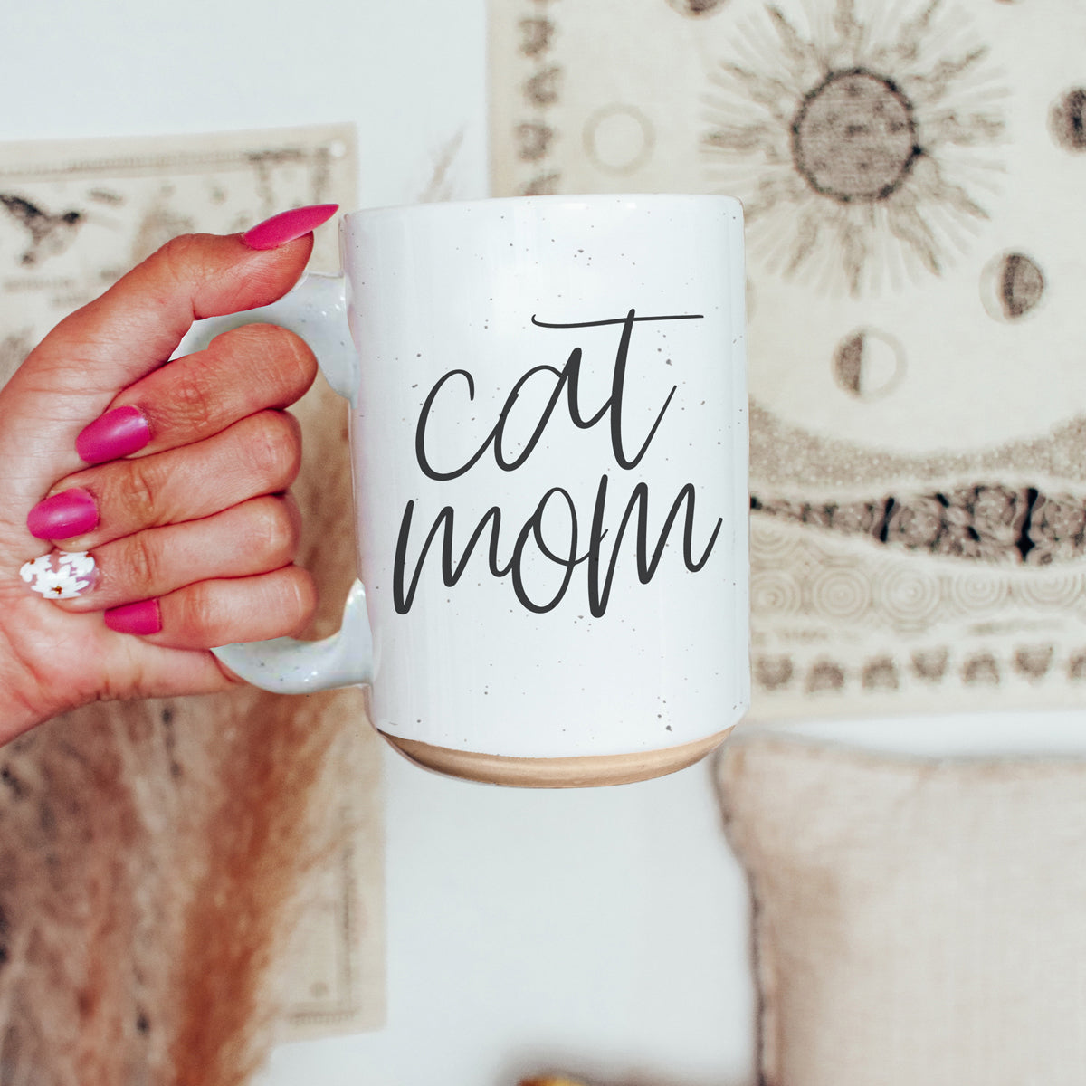 Cat Mom Mug 16oz Ceramic Coffee Cup Funny Cat Lover Gift Dishwasher Safe
