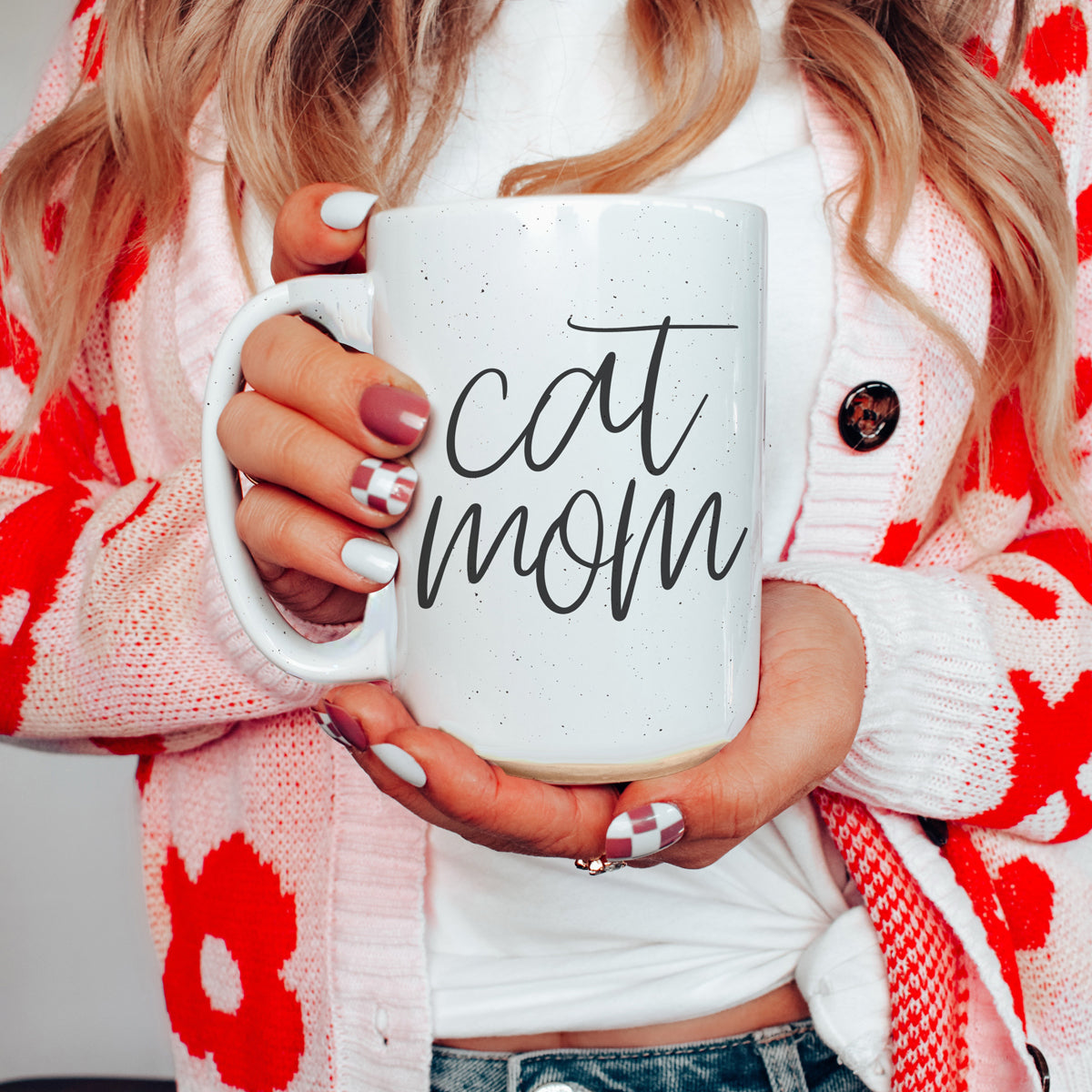 Cat Mom Mug 16oz Ceramic Coffee Cup Funny Cat Lover Gift Dishwasher Safe