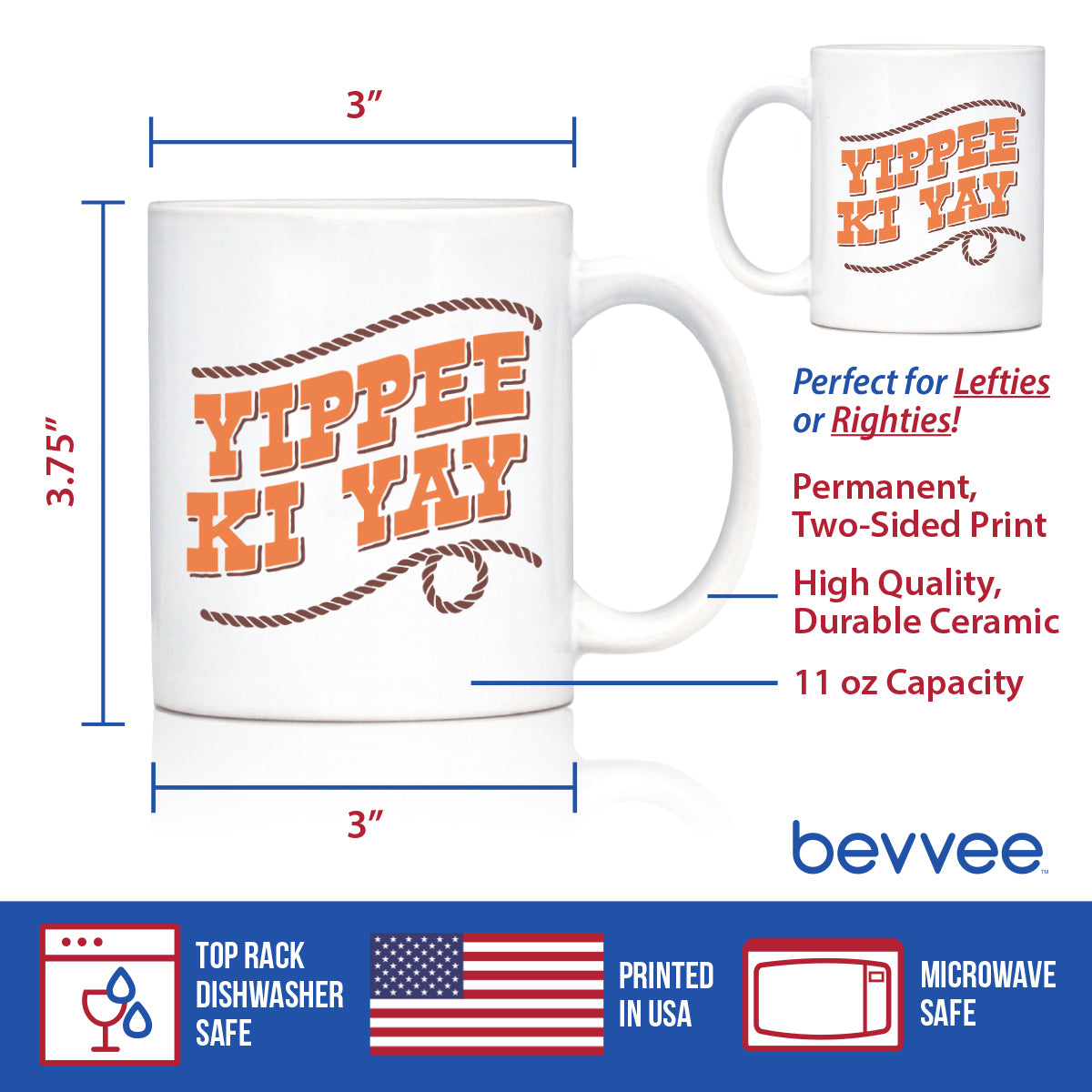 Yippee Ki Yay Coffee Mug Gifts Country Western Home Decor White Ceramic Coffee Cup