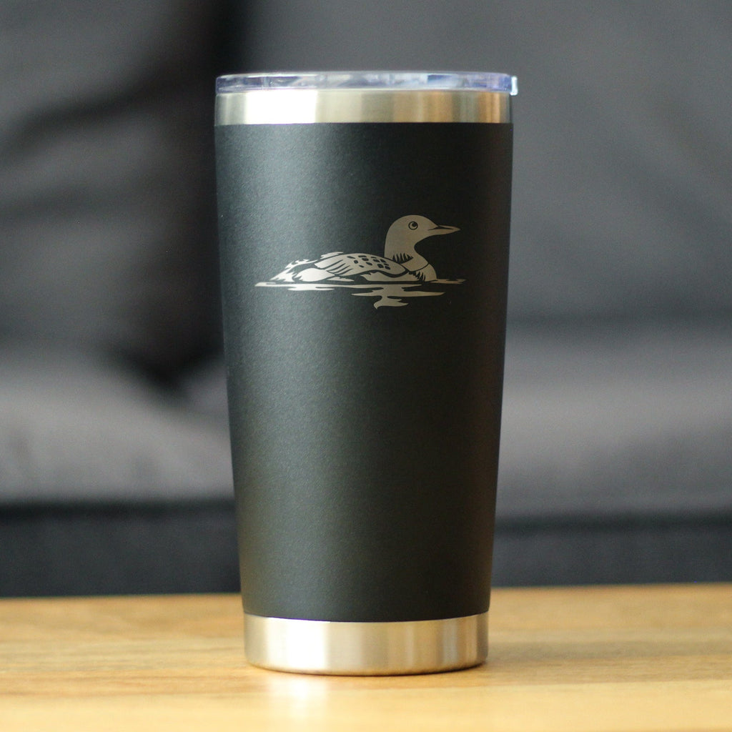 Loon - Insulated Coffee Tumbler Cup with Sliding Lid - Stainless Steel Travel Mug - Loon Gifts for Women and Men