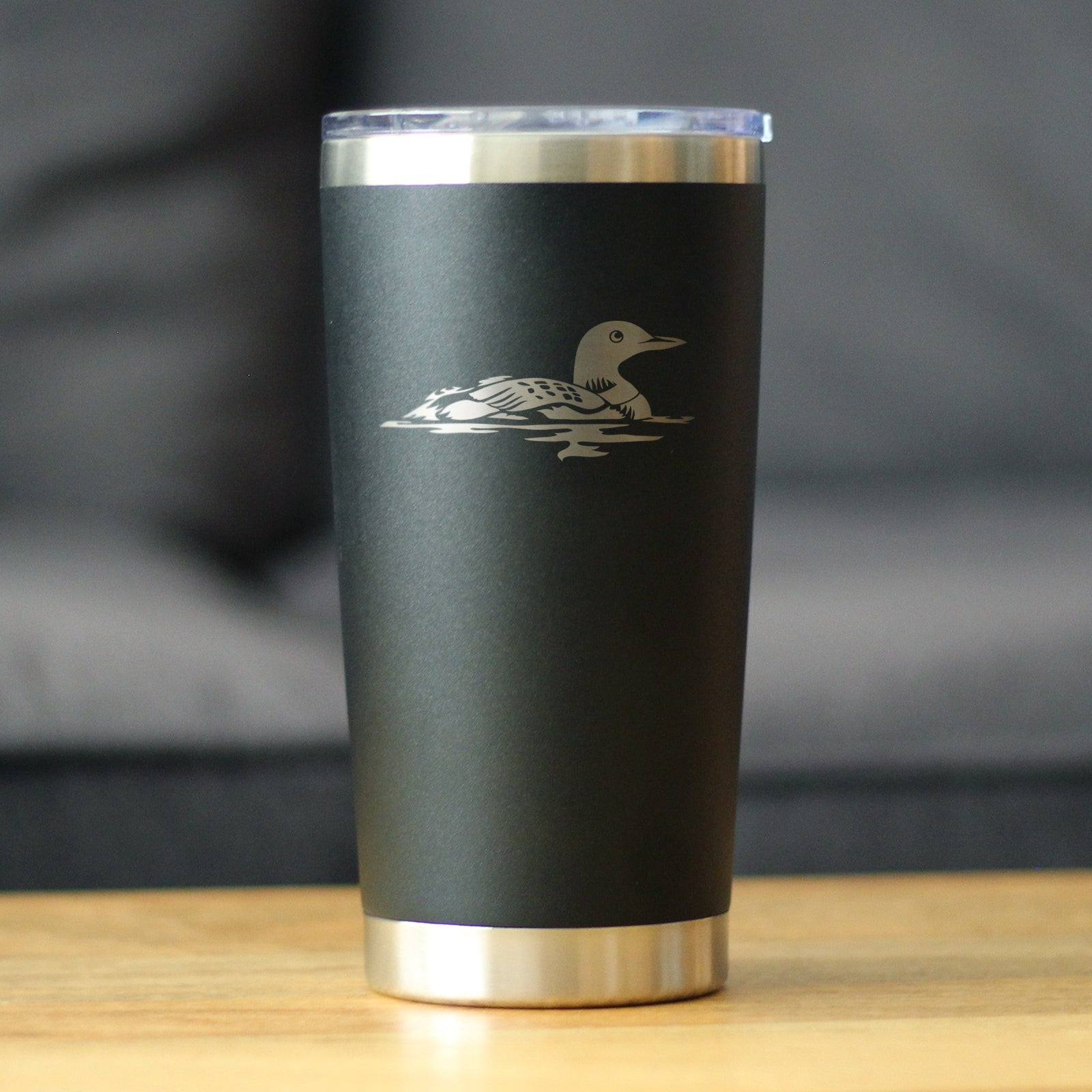 Loon - Insulated Coffee Tumbler Cup with Sliding Lid - Stainless Steel Travel Mug - Loon Gifts for Women and Men