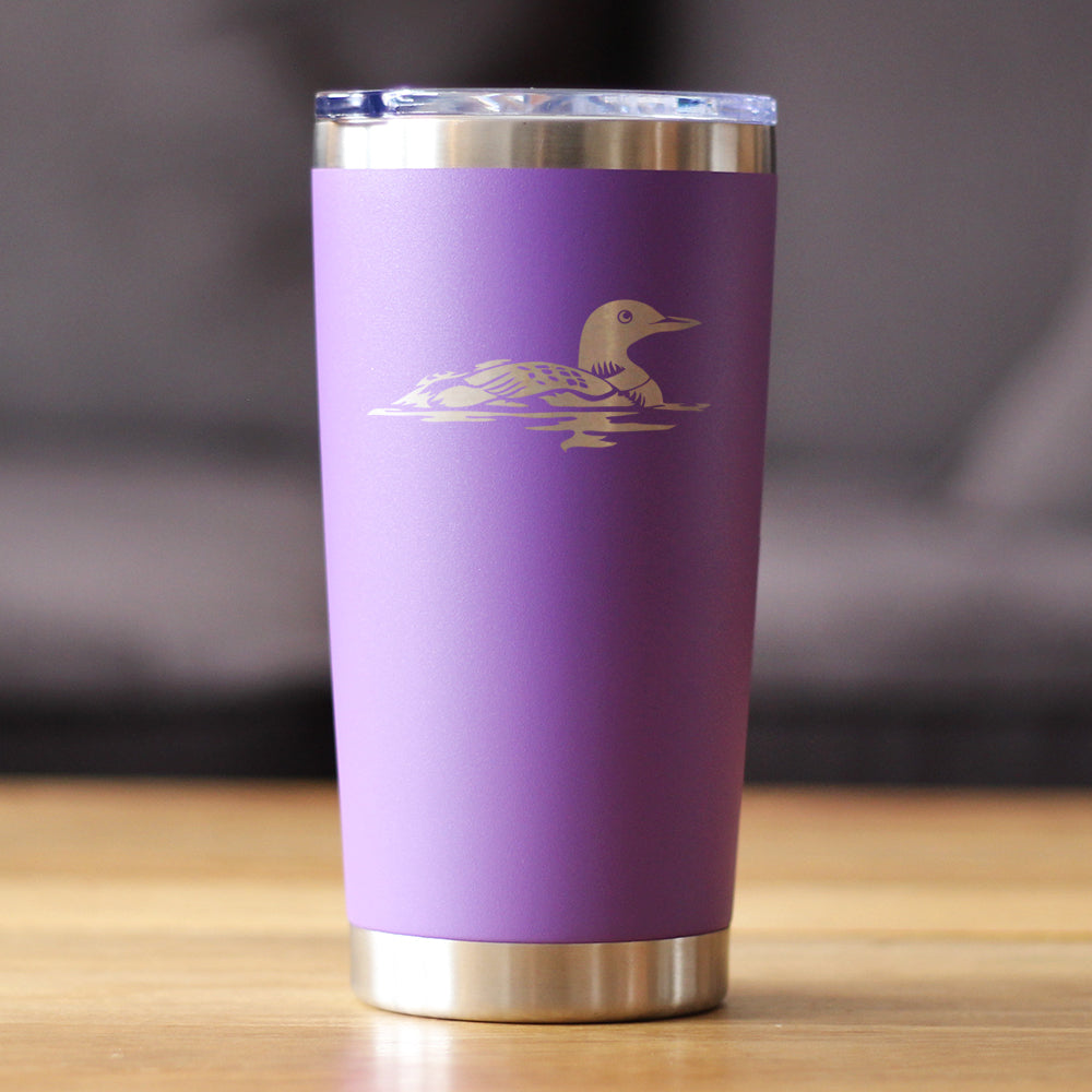 Loon - Insulated Coffee Tumbler Cup with Sliding Lid - Stainless Steel Travel Mug - Loon Gifts for Women and Men