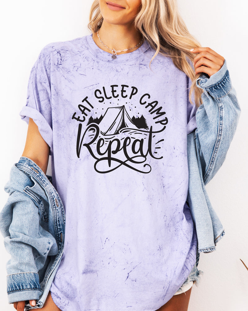 Camping Hiking Mountain Nature Garment Dyed T Shirt
