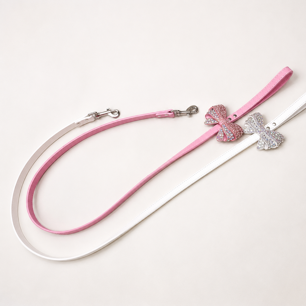 Boutique Rhinestone Bow Dog Leash Sparkle Crystal Puppy Lead