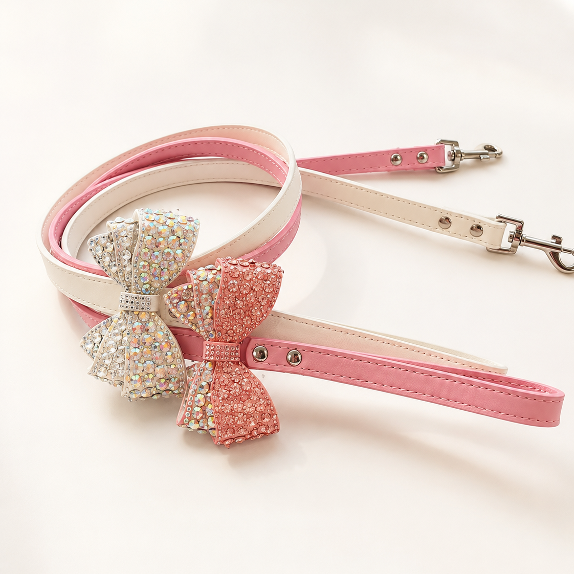 Boutique Rhinestone Bow Dog Leash Sparkle Crystal Puppy Lead