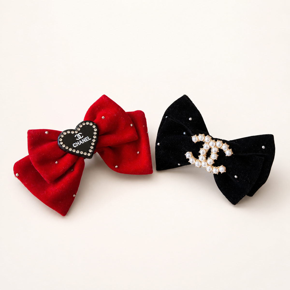Luxury Velvet Dog Hair Bow Handmade Pet Hair Clip Rhinestone Pearl Bow Grooming Top Knot Accessory for Dogs & Cats