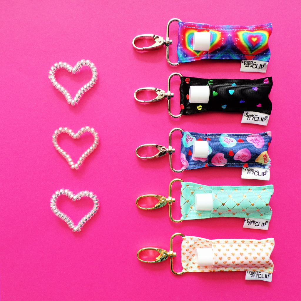 Rainbow Hearts on Yellow LippyClip®