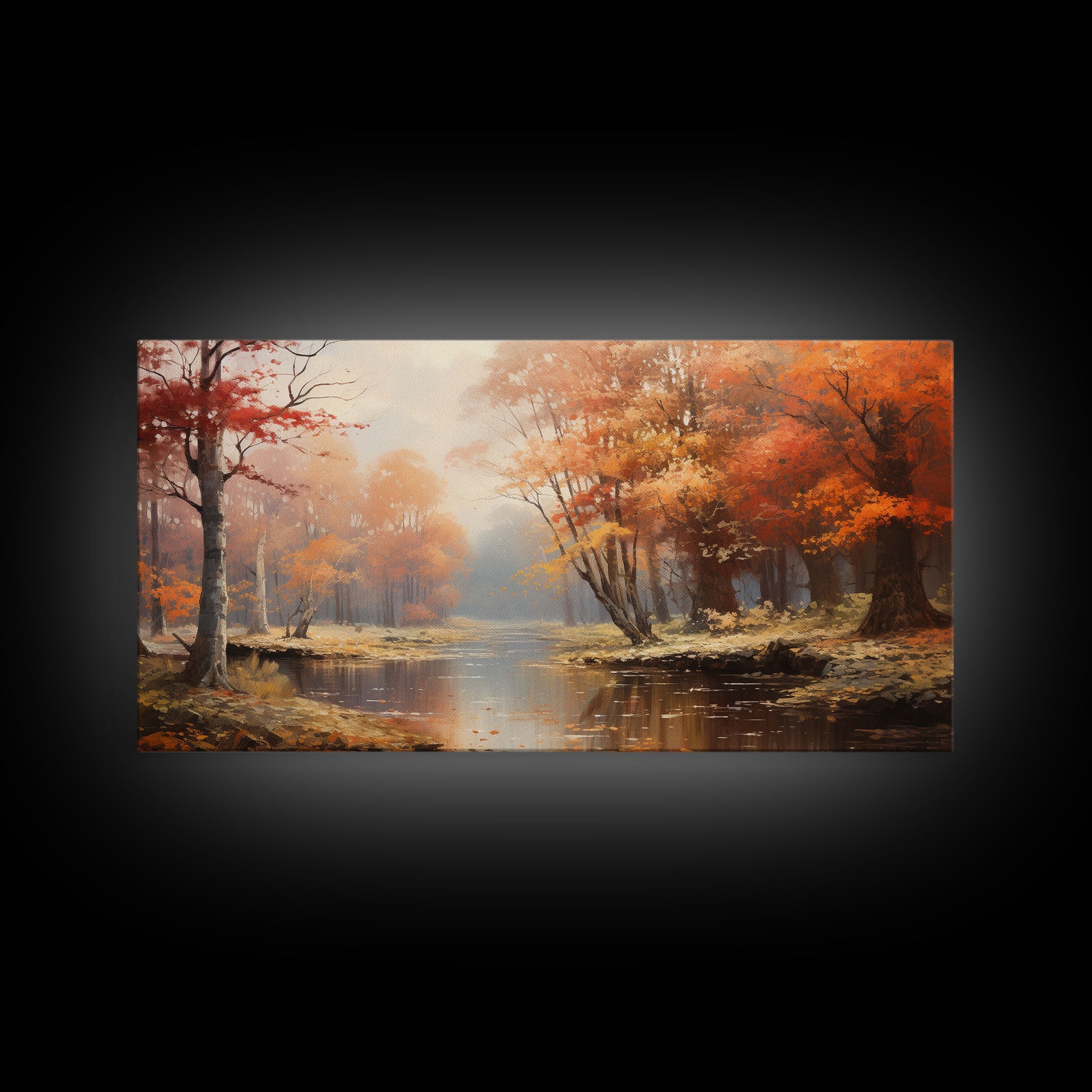 Beautiful Fall Landscape Painting Framed Canvas Print, Fall Decor, Thanksgiving Decor, Autumn Decor, Home Decor, Fall Decorations