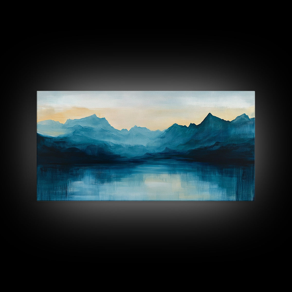 Moody Mountains, Blue Landscape, Panoramic Art, Canvas Print, Smoky Mountain Art, Extra Wide Art, Minimalist Art, Above Sofa Art