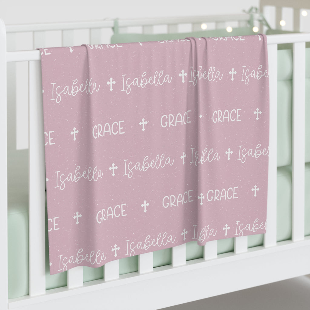 Personalized Pink Baby Name Swaddle Blanket