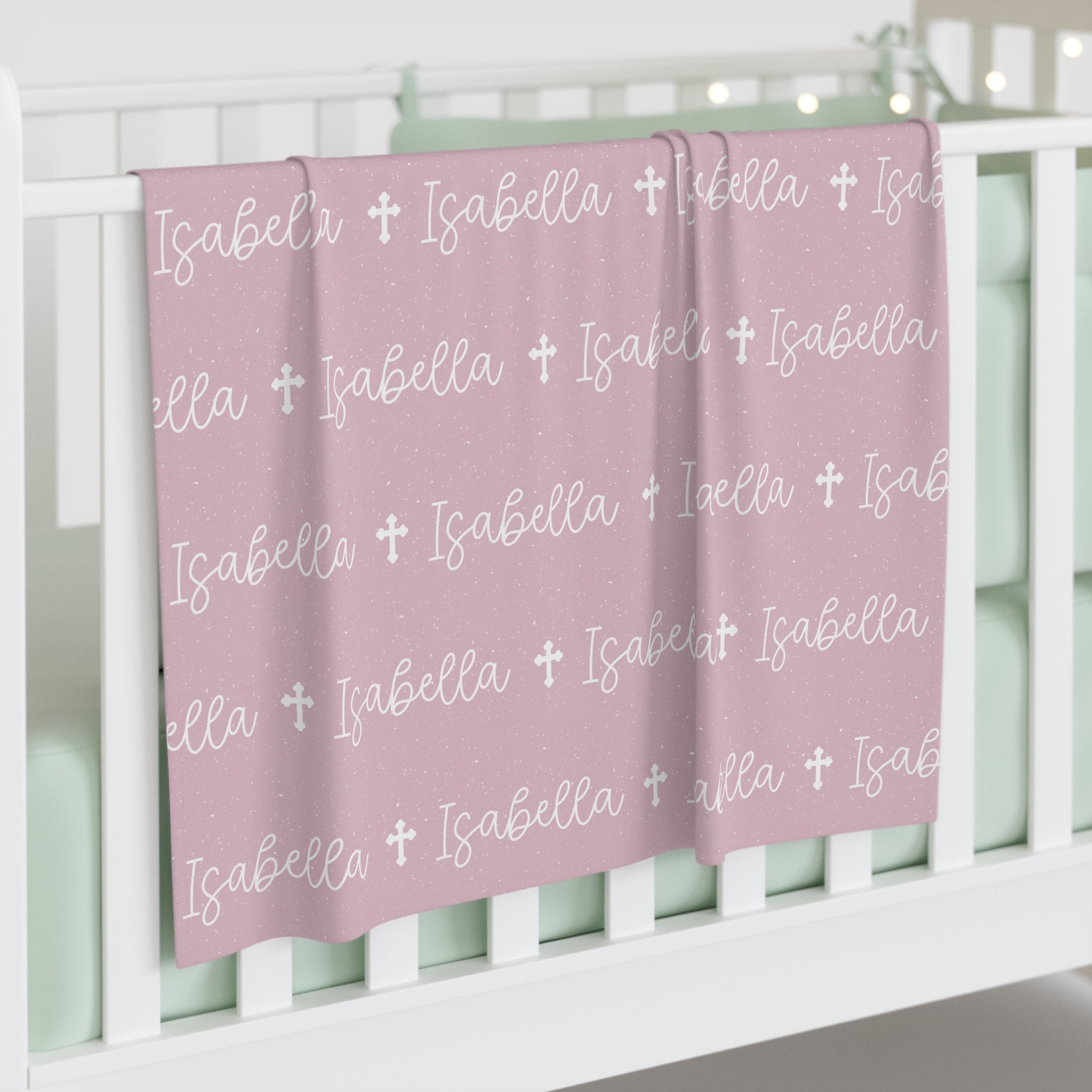 Personalized Pink Baby Name Swaddle Blanket