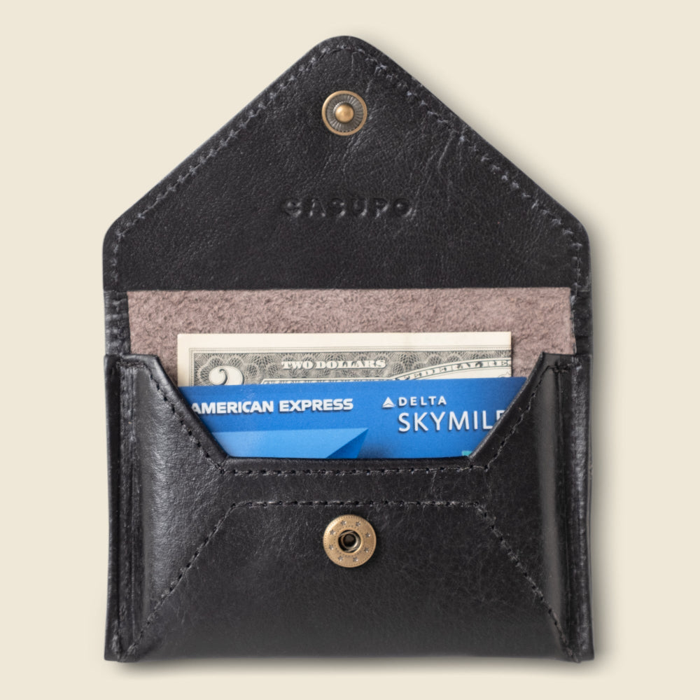 Mini Envelope Wallet with RFID Protection - Black